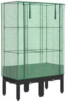 vidaXL Hochbeet mit Gew&auml;chshaus-Aufsatz Rattan-Optik 80x40x140 cm (4015819)