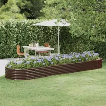 vidaXL Hochbeet Verzinkter Stahl 396x100x36 cm Braun (319005)