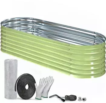 TTL Garden FUSION 200x60x45cm Metall 6-in-1 oval Salbei Grün