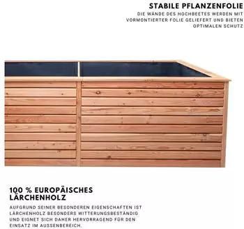 Mega-Holz Hochbeet Lärche Rhombus XXL 346x80x73cm