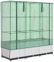 vidaXL Hochbeet mit Gew&auml;chshaus-Aufsatz Rattan-Optik 120x40x138 cm