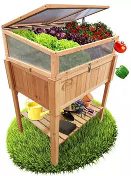 Coemo Kräuterbeet Holz mit Pflanzvlies 120x40x120cm