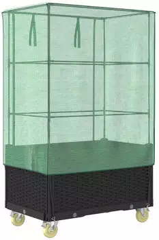 vidaXL Hochbeet mit Aufsatz und Rollen Rattan-Optik 80x50x182 cm (4015822)