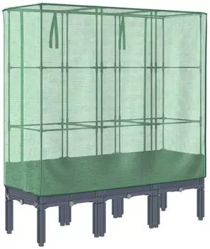 vidaXL Hochbeet mit Gew&auml;chshaus-Aufsatz Rattan-Optik 120x40x140 cm (4015834)