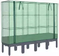 vidaXL Hochbeet mit Gew&auml;chshaus-Aufsatz Rattan-Optik 160x40x140 cm