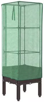 vidaXL Hochbeet mit Gew&auml;chshaus-Aufsatz Rattan-Optik 40x40x140 cm (4015804)