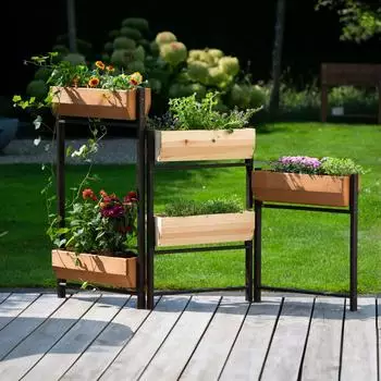 Dobar Vertikalbeet Flexi mit 5 Stufen Holz Kiefer 165x18x105cm