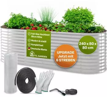 TTL Garden SPIRIT L 240x80x80cm Metall oval Silber