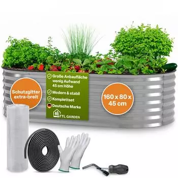 TTL Garden SPIRIT M 160x80x45cm Metall oval Silber