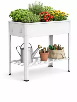 VCM Metall Hochbeet mit Ablage 80x35x80cm