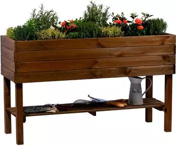 Dobar Hochbeet mit Ablage inkl. Pflanzfolie 117x40x80cm