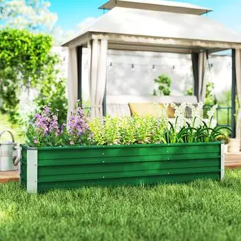 Outsunny Hochbeet Stahl 183x47x40cm Gr&uuml;n