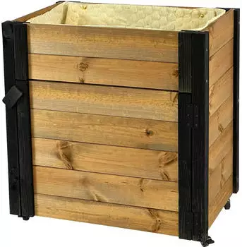 Dobar Hochbeet rollbarer Gartenschrank 60 x 39 x 62 cm Holz Braun/Schwarz