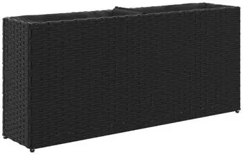vidaXL Hochbeet mit 2 F&auml;chern Schwarz 90x20x40 cm Poly Rattan (366407)