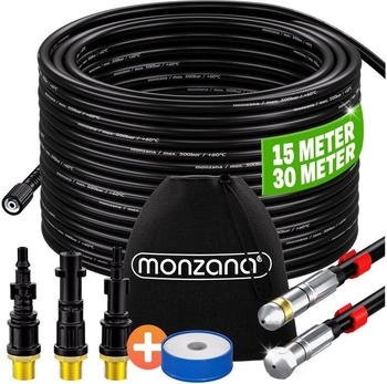 Monzana Rohrreinigungsschlauch Premium Set 30 m 200bar mit 3 Adapter 2 Düsen mit Kärcher kompatibel (109611) Monzana Rohrreinigungsschlauch Premium Set 30 m 200bar mit 3 Adapter 2 Düsen mit Kärcher kompatibel (109611)