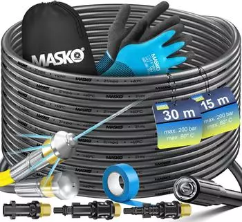 Masko Rohrreinigungsschlauch Set 200bar, 15m, anthrazit (34375)