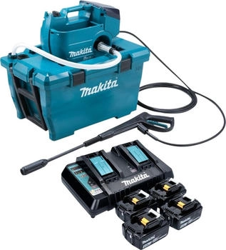 Makita Akku Hochdruckreiniger 36 V ( 2x 18 V ) 80 bar 380 l/h Brushless + 4x Akku 5,0 Ah + Doppelladegerät Makita Akku Hochdruckreiniger 36 V ( 2x 18 V ) 80 bar 380 l/h Brushless + 4x Akku 5,0 Ah + Doppelladegerät