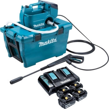 Makita DHW 080 PF4K Akku Druckreiniger 36 V ( 2x 18 V ) 80 bar 380 l/h Brushless + 4x Akku 3,0 Ah + Doppelladegerät