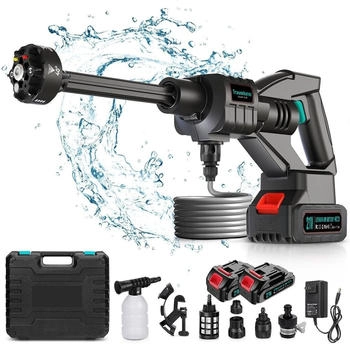Traumheim Akku Hochdruckreiniger 40 Bar mit 1500mAh Akku 6-in-1 Multi-Spr&uuml;hd&uuml;se 5M Schlauch
