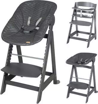 Roba Treppenhochstuhl Born Up Set 2in1 graphite/graphite gesteppt