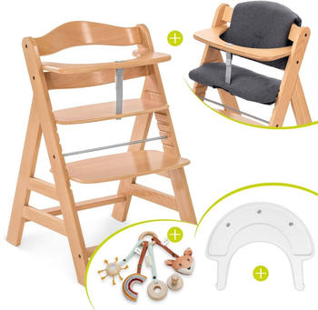 Hauck Alpha+ Sparset (4-tlg.) mit Sitzkissen + Play Tray Basis + Play Catching S natur/grey/weiß