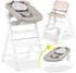Hauck Alpha+ grau - Newborn Set (4-tlg.) Hochstuhl + Neugeborenenaufsatz & Wippe Stretch + Sitzkissen