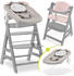 Hauck Alpha+ grau - Newborn Set (4-tlg.) Hochstuhl + Neugeborenenaufsatz & Wippe Stretch + Sitzkissen