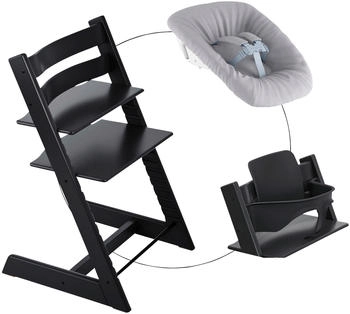Stokke Tripp Trapp Hochstuhl inkl. Newbornset und Babyset² Buche black/light grey/black