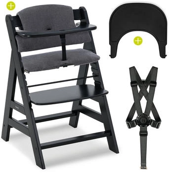 Hauck Alpha+ Sparset inkl. Sitzkissen und Essbrett Click Tray black/charcoal