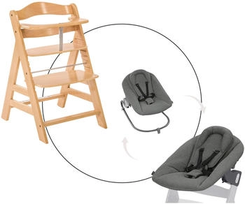 Hauck Bundle Hochstuhl Alpha+ inkl. Alpha Bouncer Premium Natural / Dark Grey