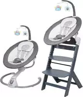 BabyGo Hochstuhl "Family Homey Set, grau/hellgrau" () mit elektrischer Babywippe
