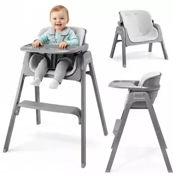 Moby-System Noxi 3-in-1 Hochstuhl klappbar, 2 H&ouml;henstufen, grau
