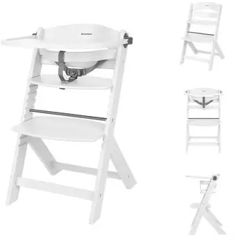 KIKKABOO Nordy Hochstuhl Holz, verstellbarer Sitz & Fu&szlig;st&uuml;tze, wei&szlig; (31004010186)