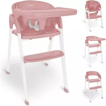 babyGO Levels Hochstuhl mit Essbrett, rose/wei&szlig;