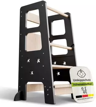 Juskys Lernturm Henny h&ouml;henverstellbar, Umkippschutz, schwarz