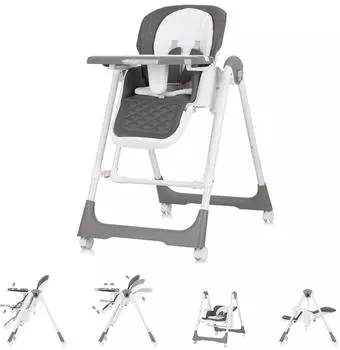 Chipolino Milk Shake 2-in-1 Kinderhochstuhl mit Babyschaukel, dunkelgrau (STHMS02404GN)