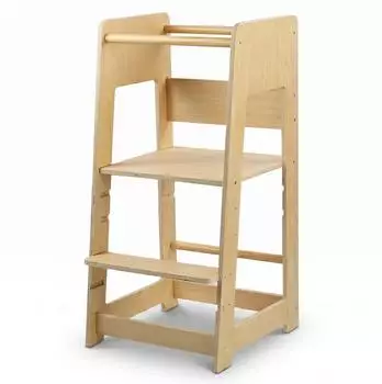 Relaxdays Lernturm h&ouml;henverstellbar, Kippschutz, 90x44x44cm, natur
