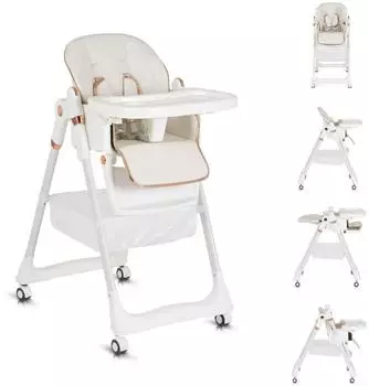 Moni Lindo Kinderhochstuhl klappbar, höhenverstellbar, weiß