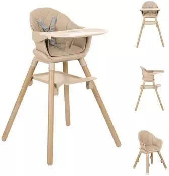 KIKKABOO Woody Kombihochstuhl 3-in-1, Holzbeine, beige (31004010174)