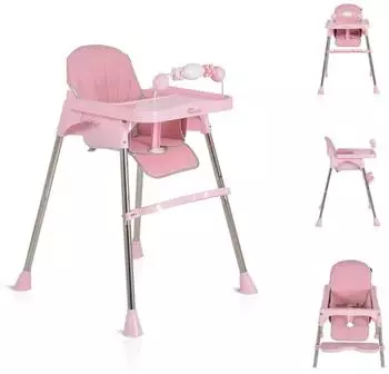 Moni Century Kinderhochstuhl mit Tablett, Gurt und Fu&szlig;st&uuml;tze, rosa