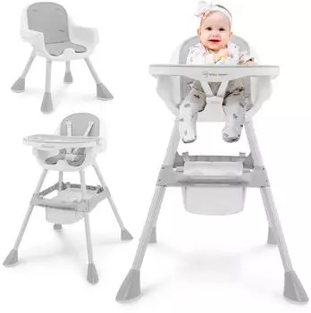 Moby-System Magnolia 2in1 Hochstuhl verstellbar, Kunstleder-Einlage, grau