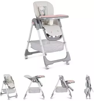 Moni Raffy Kinderhochstuhl klappbar, 4 R&auml;der, rosa