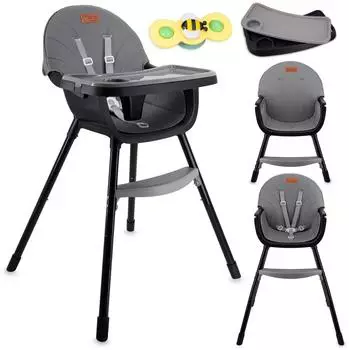 Momi REKI Hochstuhl 3-in-1, schwarz, 6-36 Monate, max. 20kg (KRKA00033)