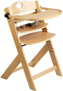 babyGO Family Pro Hochstuhl/Treppenstuhl mit Essbrett, natur