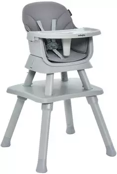 Costway 6-in-1 Kombihochstuhl mit Sicherheitsgurt, grau (AD10027GR)