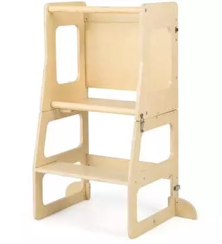 Costway 3-in-1 Lernturm klappbar, Tritthocker, Tafel & Kindertisch-Set (TK32452ZMDE)