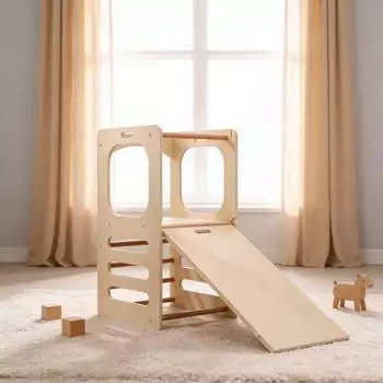 Home Deluxe Lernturm NILO 3-in-1 Holz (Lernturm, Rutsche, Kreidetafel) (74647)