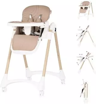 Chipolino Hochstuhl Candy Shop faltbar, 4 Räder, weiß/beige