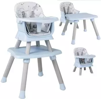 Costway Hochstuhl 6-in-1 mit Sicherheitsgurt, blau