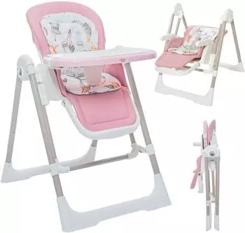 Baby Vivo Lulu 3in1 Kinderhochstuhl / Babywippe h&ouml;henverstellbar, rosa